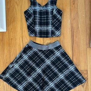 Plaid Crop Top and Skirt Set